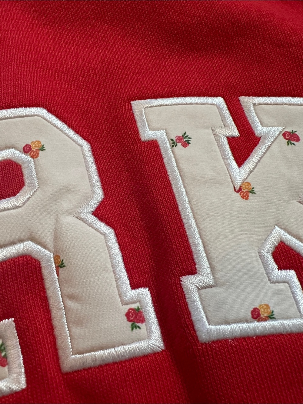 PARKE Ruby Floral Varsity Mockneck Sweatshirt Size S/M New In Bag NWT - Picture 2 of 8